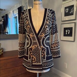 Embellished Black and Gold Blazer
